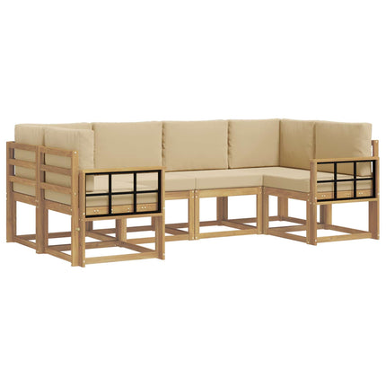 Utomhussoffset med kudde 6 pcs Vit och Beige