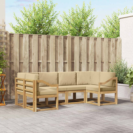 Utomhussoffset med kudde 6 pcs Vit och Beige