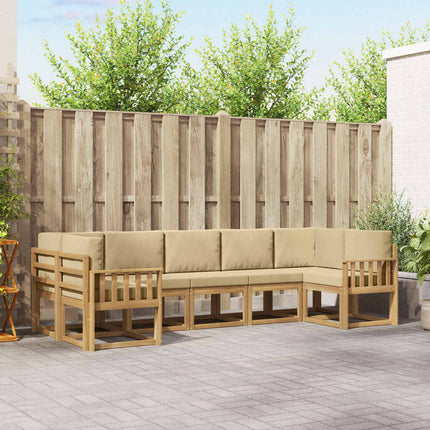 Utomhussoffset med kudde 7 pcs Vit och Beige
