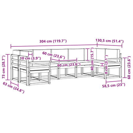 Utomhussoffset med kudde 7 pcs Vit och Beige