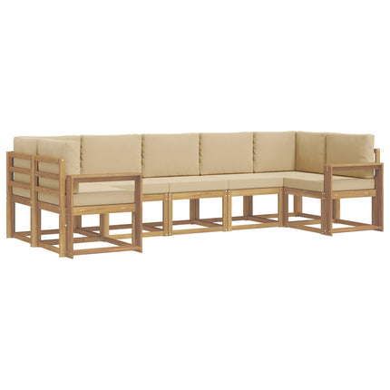 Utomhussoffset med kudde 7 pcs Vit och Beige