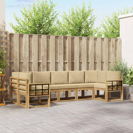 Utomhussoffset med kudde 7 pcs Vit och Beige