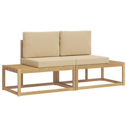 Utomhussoffset 2 st Vit och Beige Polyester