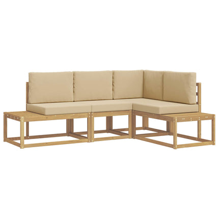 Utomhussoffset 3 Stycke Vit och Beige Polyester