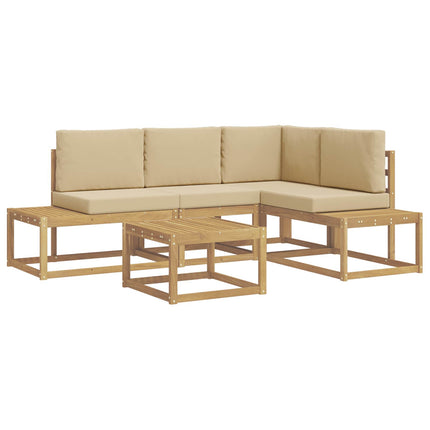 Utomhussoffset 4 Stycke Vit och Beige Polyester