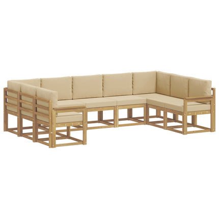 Utomhussoffset med kudde 9 pcs Vit och Beige