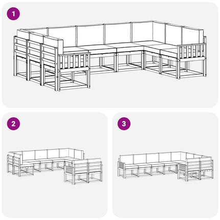 Utomhussoffset med kudde 9 pcs Vit och grädde