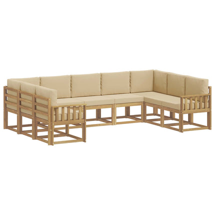 Utomhussoffset med kudde 9 pcs Vit och Beige