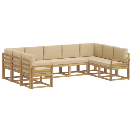 Utomhussoffset med kudde 9 pcs Vit och Beige
