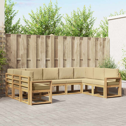 Utomhussoffset med kudde 9 pcs Vit och Beige