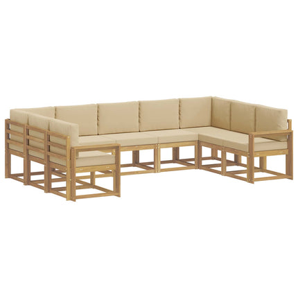 Utomhussoffset med kudde 9 pcs Vit och Beige