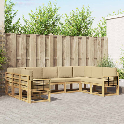 Utomhussoffset med kudde 9 pcs Vit och Beige