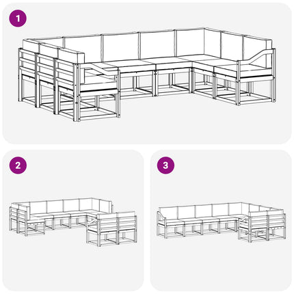 Utomhussoffset med kudde 9 pcs Vit och antracit