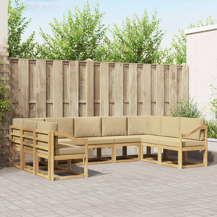 Utomhussoffset med kudde 9 pcs Vit och Beige