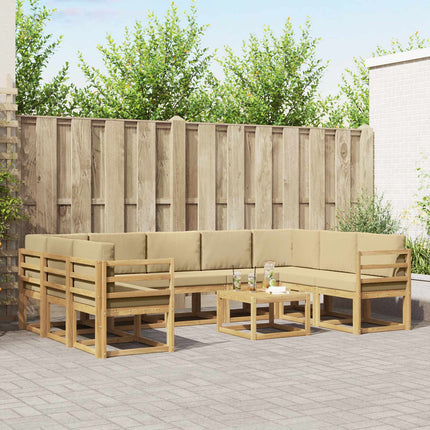 Utomhussoffset 10 pcs Vit och Beige 59 x 59 x 37 cm Polyester