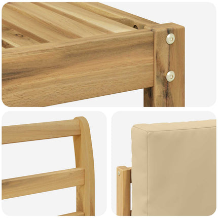 Utomhussoffset 10 pcs Vit och Beige 59 x 59 x 37 cm Polyester