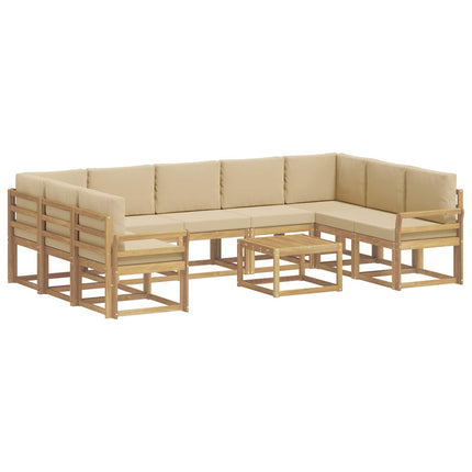 Utomhussoffset 10 pcs Vit och Beige 59 x 59 x 37 cm Polyester