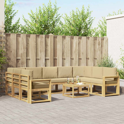 Utomhussoffset 10 pcs Vit och Beige 59 x 59 x 37 cm Polyester