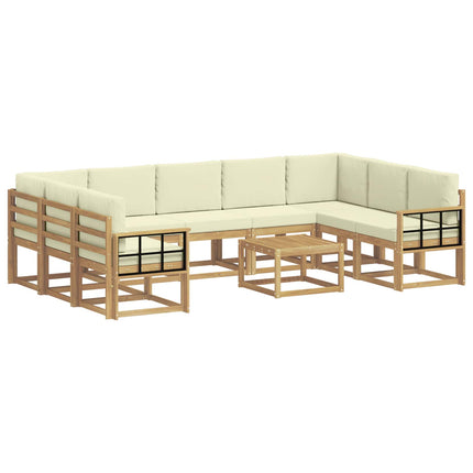 Utomhussoffset 10 pcs Vit och grädde 59 x 59 x 37 cm Polyester