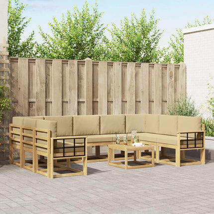 Utomhussoffset 10 pcs Vit och Beige 59 x 59 x 37 cm Polyester