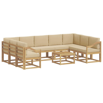 Utomhussoffset 10 pcs Vit och Beige 59 x 59 x 37 cm Polyester