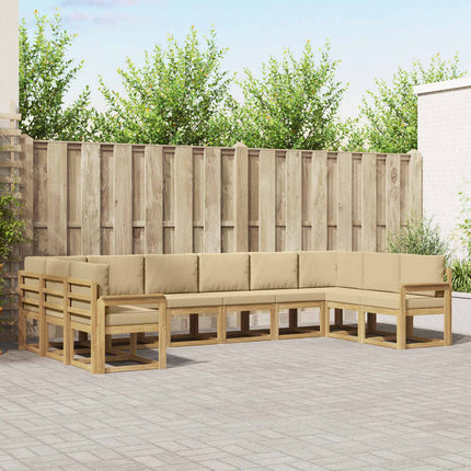 Utomhussoffset med kudde 10 pcs Vit och Beige