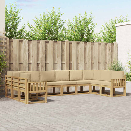 Utomhussoffset med kudde 10 pcs Vit och Beige