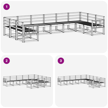 Utomhussoffset 10 pcs Vit Massivt Akaciaträ