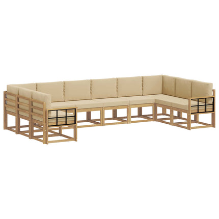 Utomhussoffset med kudde 10 pcs Vit och Beige