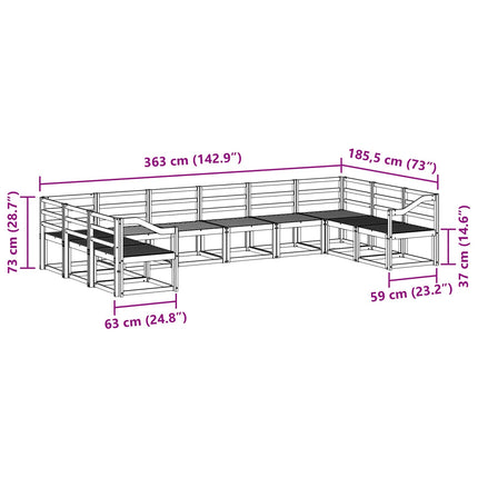 Utomhussoffset 10 pcs Vit Massivt Akaciaträ