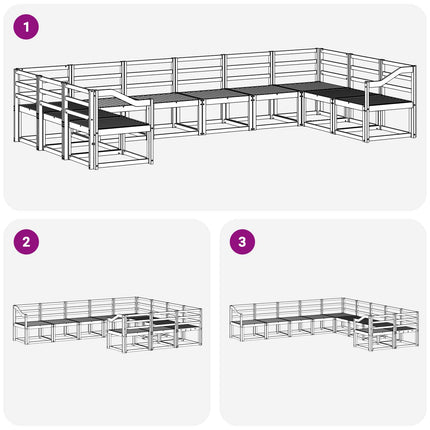 Utomhussoffset 10 pcs Vit Massivt Akaciaträ