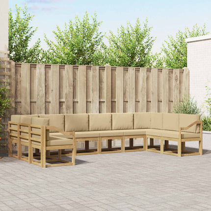 Utomhussoffset med kudde 10 pcs Vit och Beige