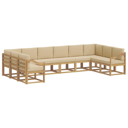 Utomhussoffset med kudde 10 pcs Vit och Beige
