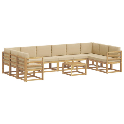 Utomhussoffset med kudde 11 pcs Vit och Beige