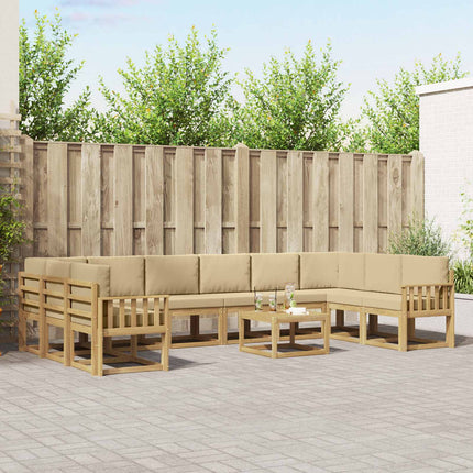 Utomhussoffset med kudde 11 pcs Vit och Beige
