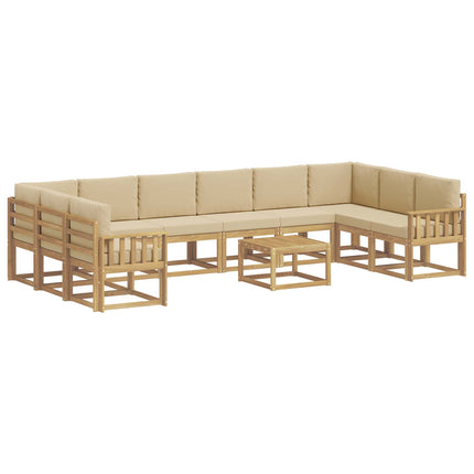Utomhussoffset med kudde 11 pcs Vit och Beige