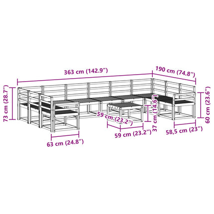 Utomhussoffset 11 pcs Vit Massivt Akaciaträ
