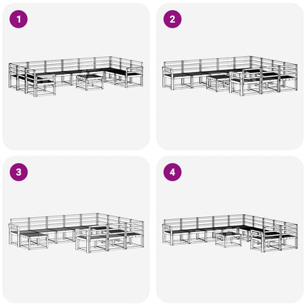 Utomhussoffset 11 pcs Vit Massivt Akaciaträ