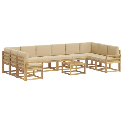 Utomhussoffset med kudde 11 pcs Vit och Beige