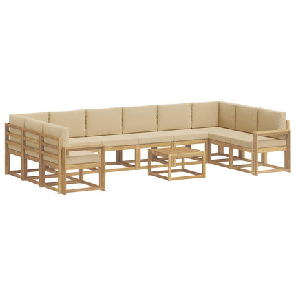 Utomhussoffset med kudde 11 pcs Vit och Beige