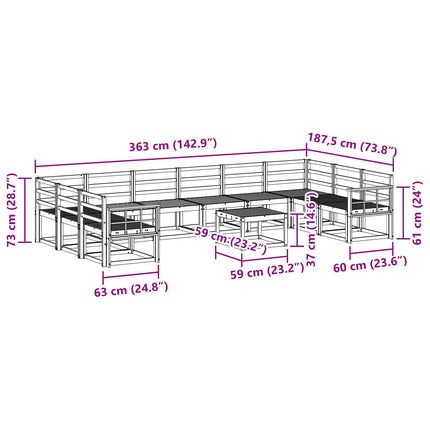 Utomhussoffset 11 pcs Vit Massivt Akaciaträ
