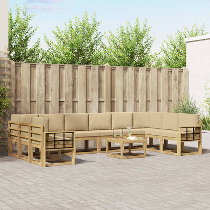 Utomhussoffset med kudde 11 pcs Vit och Beige