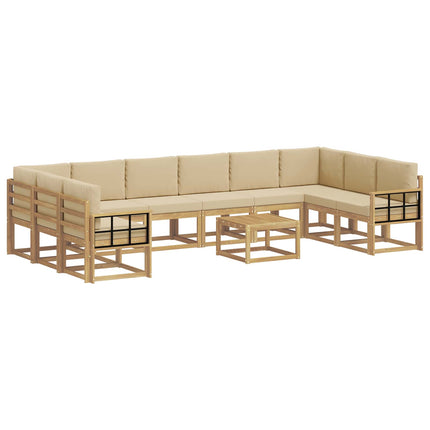 Utomhussoffset med kudde 11 pcs Vit och Beige