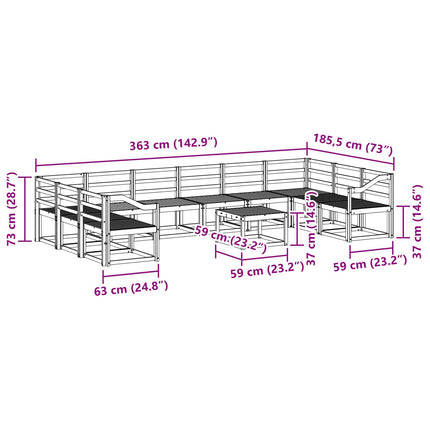 Utomhussoffset 11 pcs Vit Massivt Akaciaträ