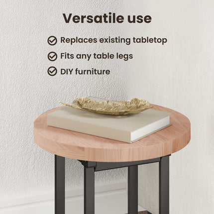 Bordsskiva Ljusbrun Ø 40 x 2,5 cm Massivt Ekträ