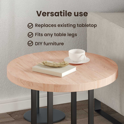 Bordsskiva Ljusbrun Ø 60 x 4 cm Massivt Ekträ