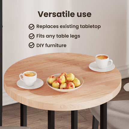 Bordsskiva Ljusbrun Ø 80 x 4 cm Massivt Ekträ