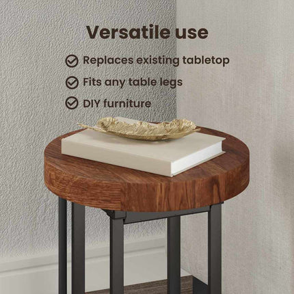 Bordsskiva Mörkbrun Ø 40 x 4 cm Massivt Ekträ