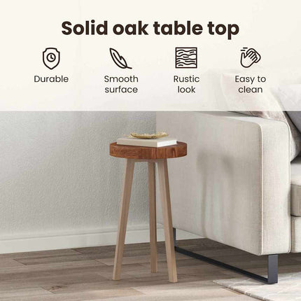 Bordsskiva Mörkbrun Ø 50 x 4 cm Massivt Ekträ