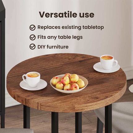 Bordsskiva Mörkbrun Ø 80 x 4 cm Massivt Ekträ